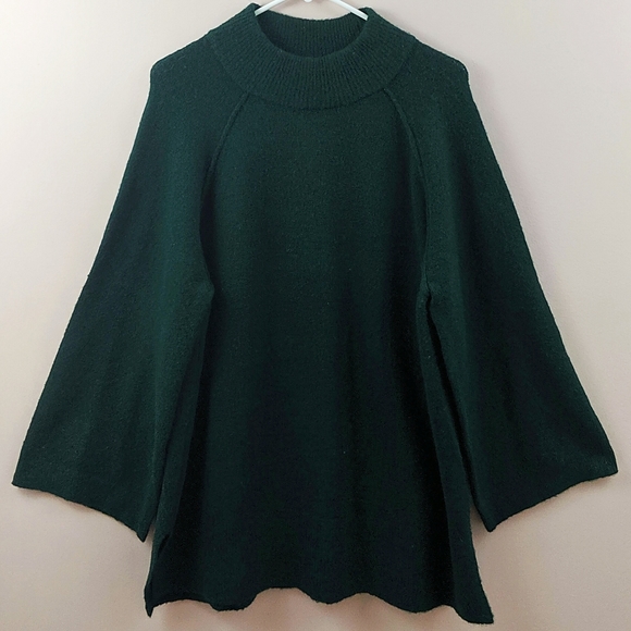 Calvin Klein Mock Neck Bell Sleeve Wool Sweater - Picture 2 of 5